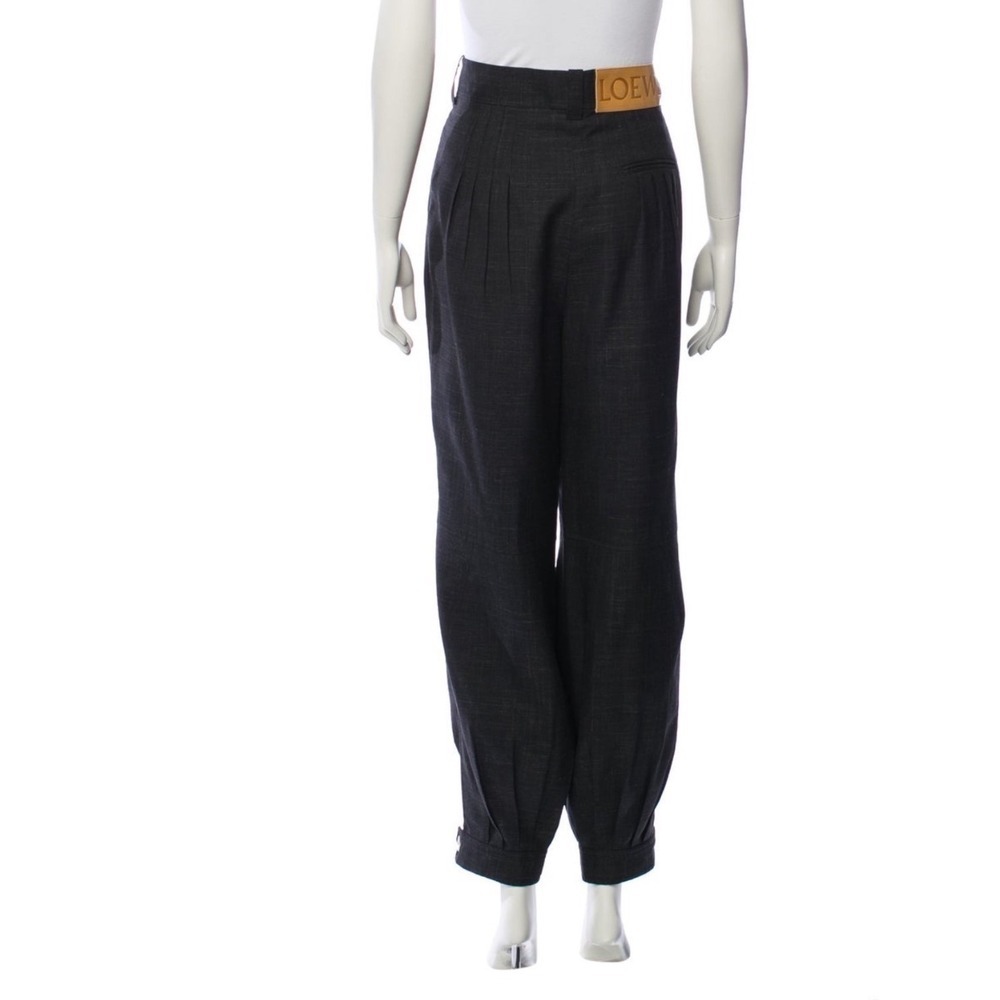 Loewe JW Anderson Black Wool Pleated Balloon Pants High Rise Tapered Cuff FR42 L